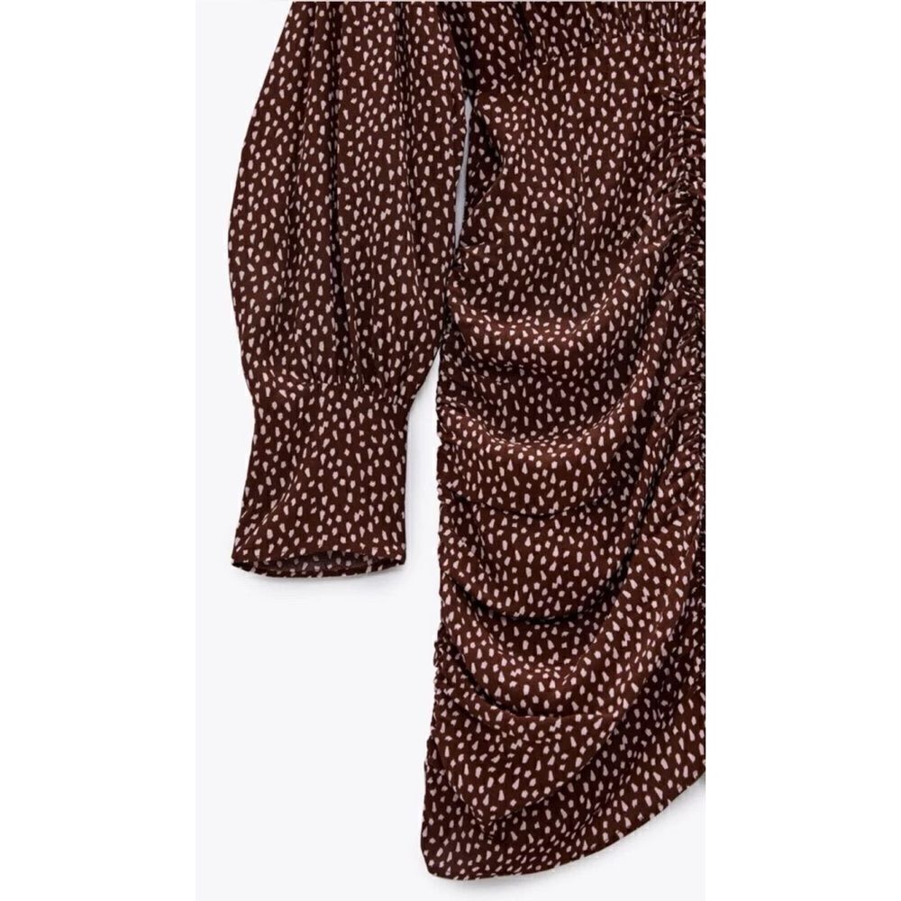 NWT  Zara Draped Printed Mini Dress, Size XS - Picture 8 of 11